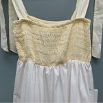 Anthropologie Kourt Drew Smocked Midi Dress in White Yellow Large Photo 5