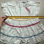 Andree by Unit NWT White Andrée By Unit Boho Short Sleeve Shirt With Colorful Details Photo 2