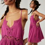 Free People NEW FP One Ilektra Slip Dress in Mulberry Lace Boho Size Medium $98 Photo 2