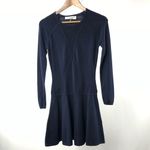Trina Turk  Lucia Long Sleeve Fit and Flare Sweater‎ Dress in Navy Size Small Photo 1