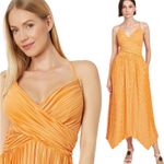 En Saison Ilianna Maxi Dress Womens Small Orange Pleated Formal Wedding Cocktail Photo 2