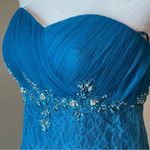 MODERN MAIDS | Teal Beaded Strapless Mermaid Gown Sz 8 Photo 7