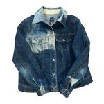 Gap Womens Size Small Y2K Distressed Bleached Denim Blue Jean Trucker Jacket Photo 0