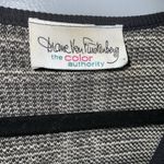 Diane Von Furstenberg  Vintage Cotton Gray~White Plaid Button Cardigan Sweater 2X Photo 8