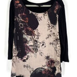 Dark Romantic Goth Feminine LS Floral Top Large Black Purple I Jeans Buffalo Photo 0