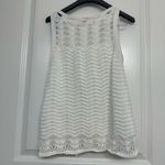 Lilly Pulitzer  Knit Tank Top Small White Crochet Trim Photo 1