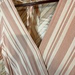 Mm mm mm White Striped Dusty Pink V Neck Adjustable Romper Women's Large Photo 2