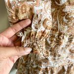 LUSANA Floral Paisley Wrap Mini Linen Dress Orange Size 4 Photo 3