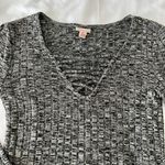 Aeropostale Heather Grey Lace-Up Long Sleeve Crop Top Photo 1