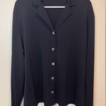 Burberry  London Women’s Navy Blue Viscose Button Down Shirt‎ Size 16 (48) Photo 0