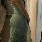 LAST ONE "Hug Me Tight" Green Ruched Midi Dress Photo 2