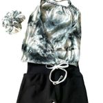 Handmade Reworked Savage Life Graphic T-Shirt Halter w/scrunchie Photo 4