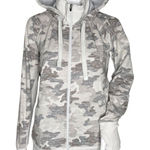 Athleta Sweatshirt Womens Medium White Gray Camo Triumph Printed Hoodie Casual Photo 0