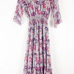 MISA Los Angeles MISA Pamela Lilac Floral 3/4 Sleeves Smocked Waist Tiered Maxi Dress Small Photo 0