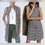 CAbi  Women’s Size S Armour Blue Heart Shirt Dress #5370 Sleeveless Button Down Photo 1