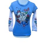 y2k BLINGED OUT TATTOO RHINESTONE BABY LONG SLEEVE TOP XSMALL Size XS Photo 2