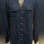 INC International Concepts Navy Gemstone Button Up Long Sleeve Shirt Size S Blue Photo 2