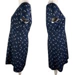 Loft  Dress Navy Feathers V-Neck Short Sleeves 8 Pockets New Photo 5