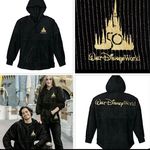 Disney RARE World 50th Anniversary Black Gold Corduroy Luxe Hooded Spirit Jersey Photo 1