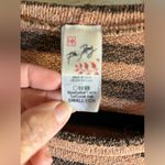 7th Ray  pullover shirt, terracotta and brown stripe w button detail on one side Photo 1