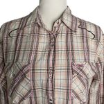 Cowgirl Hardware Snap Front Western Shirt M White Plaid Embroidered Rhinestones Size M Photo 1