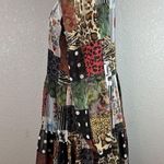 Desigual Womens Chiffon Patchwork Tiered Dress Size M Medium Long Sleeve Photo 3