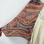 Miss Me Top S Cream Paisley Boho Lace Back Mixed Print Western Festival Y2K Photo 7