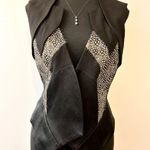 NWT Yiqing Yin Haute Couture Structured Vest with Feather Inserts Size 40 Black Size M Photo 0