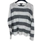 Eileen Fisher Women’s S Lightweight Knit Sweater White Gray Stripe Organic Linen Photo 0