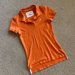 Aeropostale Y2K Orange Stretch Polo Short Sleeve Button Down Blouse Solid Small Photo 2