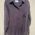 Olive and Oak Womens XS Brown Button Down Long‎ Sleeve Textured Shirt Photo 0