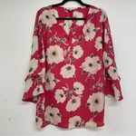 Skies Are Blue  Urban Outfitters Pink Floral Bell Sleeve Blouse Womens 1X Shirt Photo 0