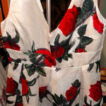 Rosette  Floral Sleeveless Mini Dress with Red Roses EUC Photo 0