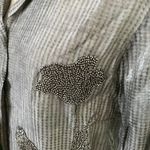 ZARA  ZW COLLECTION FLORAL EMBROIDERED PAJAMA SHIRT in Gray Photo 7