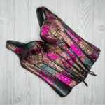 Women Embroidery Strap Corset Vest Gothic Overbust Up Zipper Side Corset Bustier Purple Size XL Photo 6