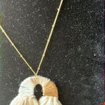 Source Unknown 20” Boho Inspired Gold Tone Necklace Earth Tone Pendant & Matching Earrings- NEW Photo 4