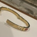 Michael Kors Signed  Hinged Buckle Bangle Bracelet Gold Tone / Orange Enamel Photo 8