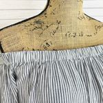 14th & Union ‎ Striped Button Back Off The Shoulder Shirt Grey White Medium Photo 4