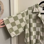 ONA Checker Terry Oversized Button Down Greyed Olive Small Green Photo 7