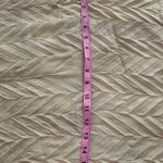 Beige Pleated Textured Acrylic Semi Sheer Scarf with Fringe Trim, size 69”x15” Tan Photo 3