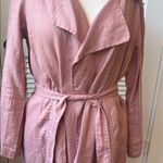 Catherine Malandrino Pink 100% linen wrap coat Size medium Photo 4