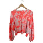 Anthropologie Maronie Neon Pink Tie Dye Waffle Knit Crop Top Size M Long Sleeve Photo 3