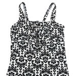 Lands' End Lands’ End Black & White Damask Shirred Front Underwire Tankini Swim Top 14WDDD Photo 0
