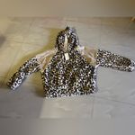 Leopard print faux fur Jacket Ham & Threads hoodie pull on size L Brown Size L Photo 14