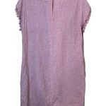 Blanc Antibes  Linen Pink Fringe Sleeve Dress Size Medium Photo 4
