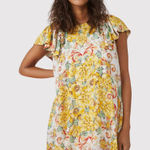 Free People  Womens Dress Yellow Yara Mini Floral Short Sleeve A Line Boho Small Photo 0