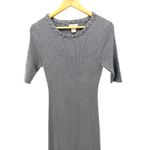 Camila Coelho Gray Ribbed Knit Midi Dress Short Sleeve Bodycon Stretch L Photo 1