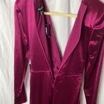 EXPRESS : Metallic Purple Plunging neckline- side slit-long sleeve- Dress- S Photo 12