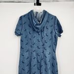 Vintage Maxi Blue Denim SS Hooded Button Shirt Dress Embroidered Size M Photo 7