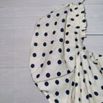 Monteau Montaeu Women's Cream Black polka Dot Short Sleeve Linen Blend Button front Top Photo 1